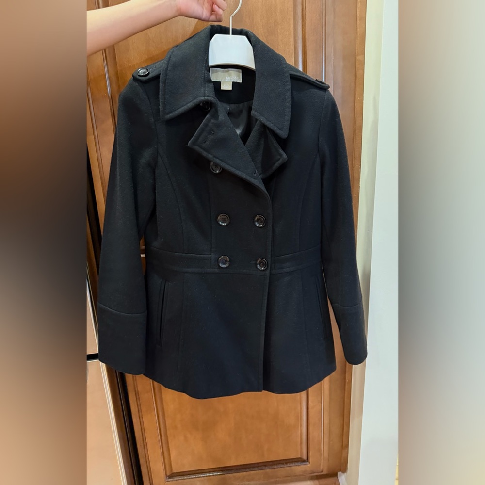 Michael Kors Black Pea Coat Double-Breasted Jacket